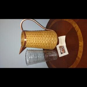 Longaberger Basket Woven Pitcher Carafe Copper Accents Liner Rare 2007 Like New